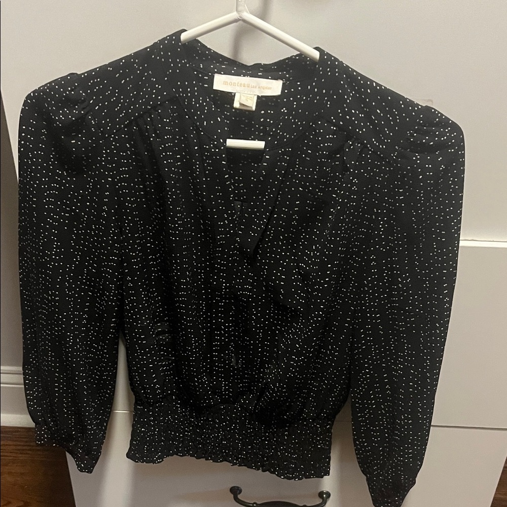 Monteau Black and White Polka Dot Blouse
